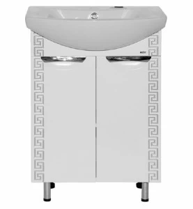 Тумба Престиж-60 белая серебряная патина с раков. Балтика-60 см