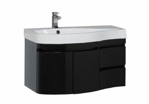 Тумба с раковиной Aquanet Сопрано 95 L черный (2 дверцы 2 ящика)