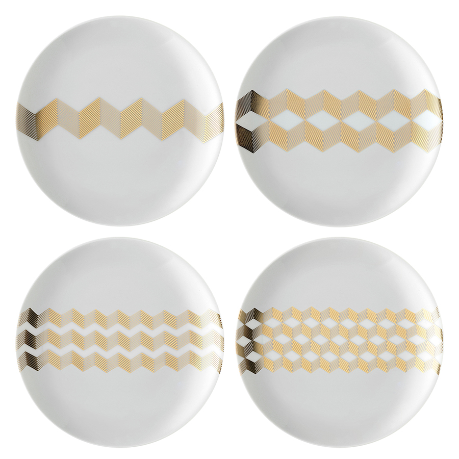 P075-16-146 Набор блюдец signature, chevron, D16cm, золото, 4 шт. LSA International 