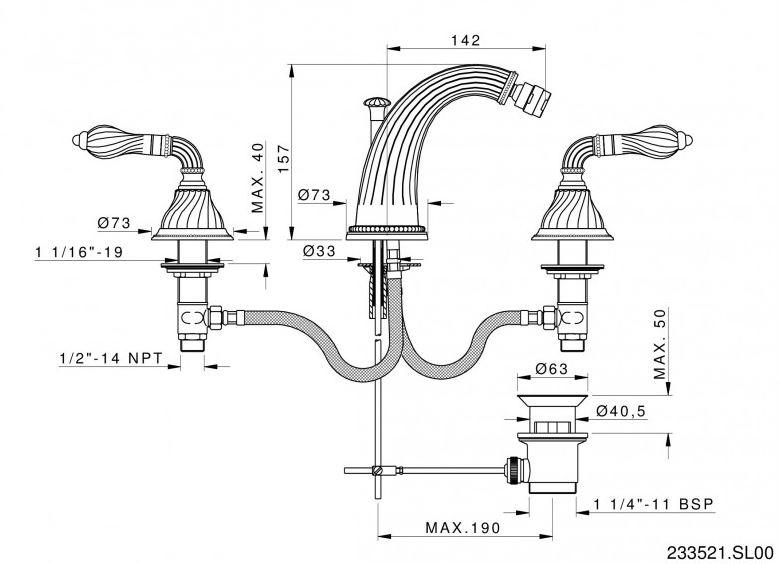 Bronces Mestre Смеситель для биде с регулируемым изливом Artica with porcelain 233521.sl00.50 - Вид №1