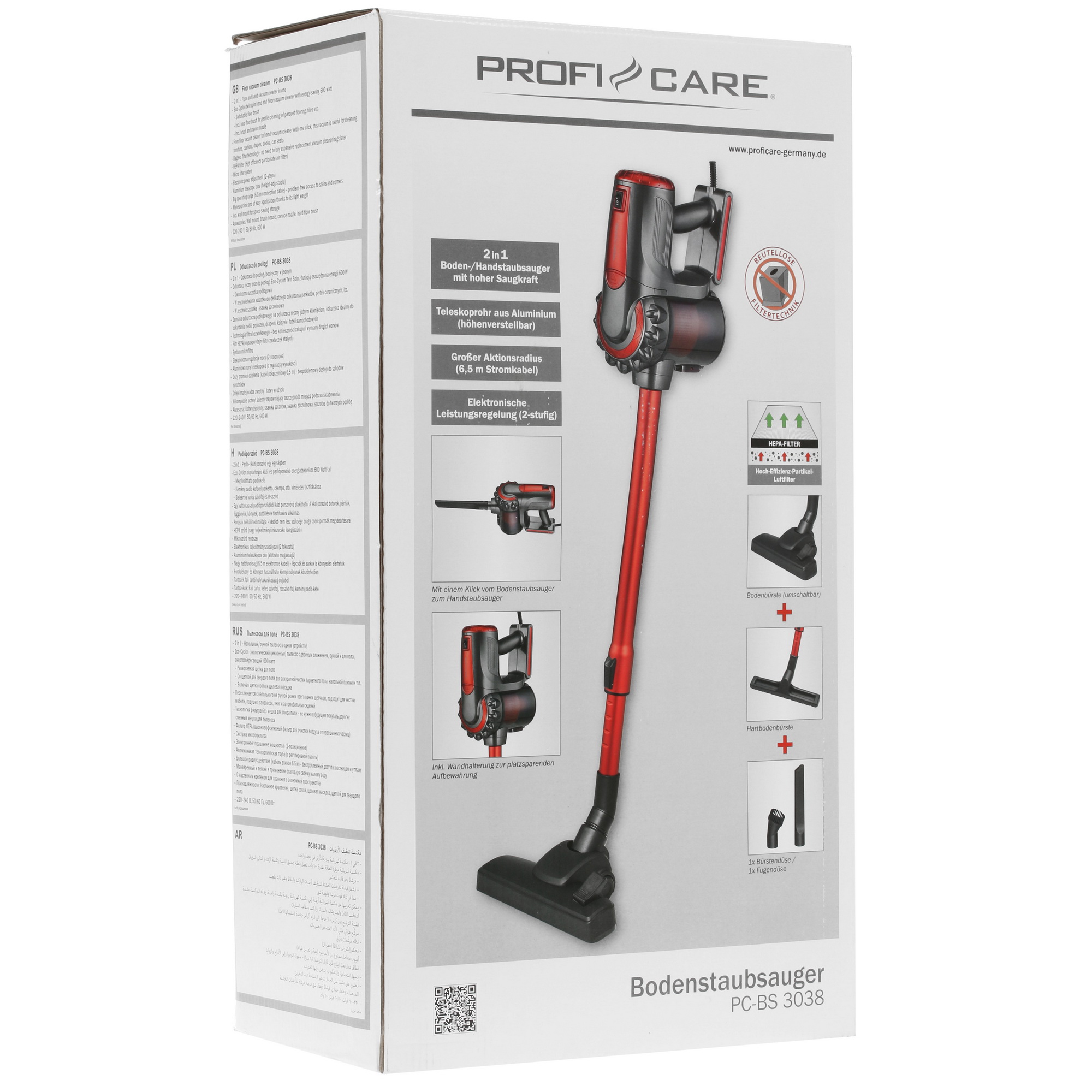 8179038 Пылесос  вертикальный  ProfiCare PC-BS 3038 rot  красный STDN-0089981 - Вид №9