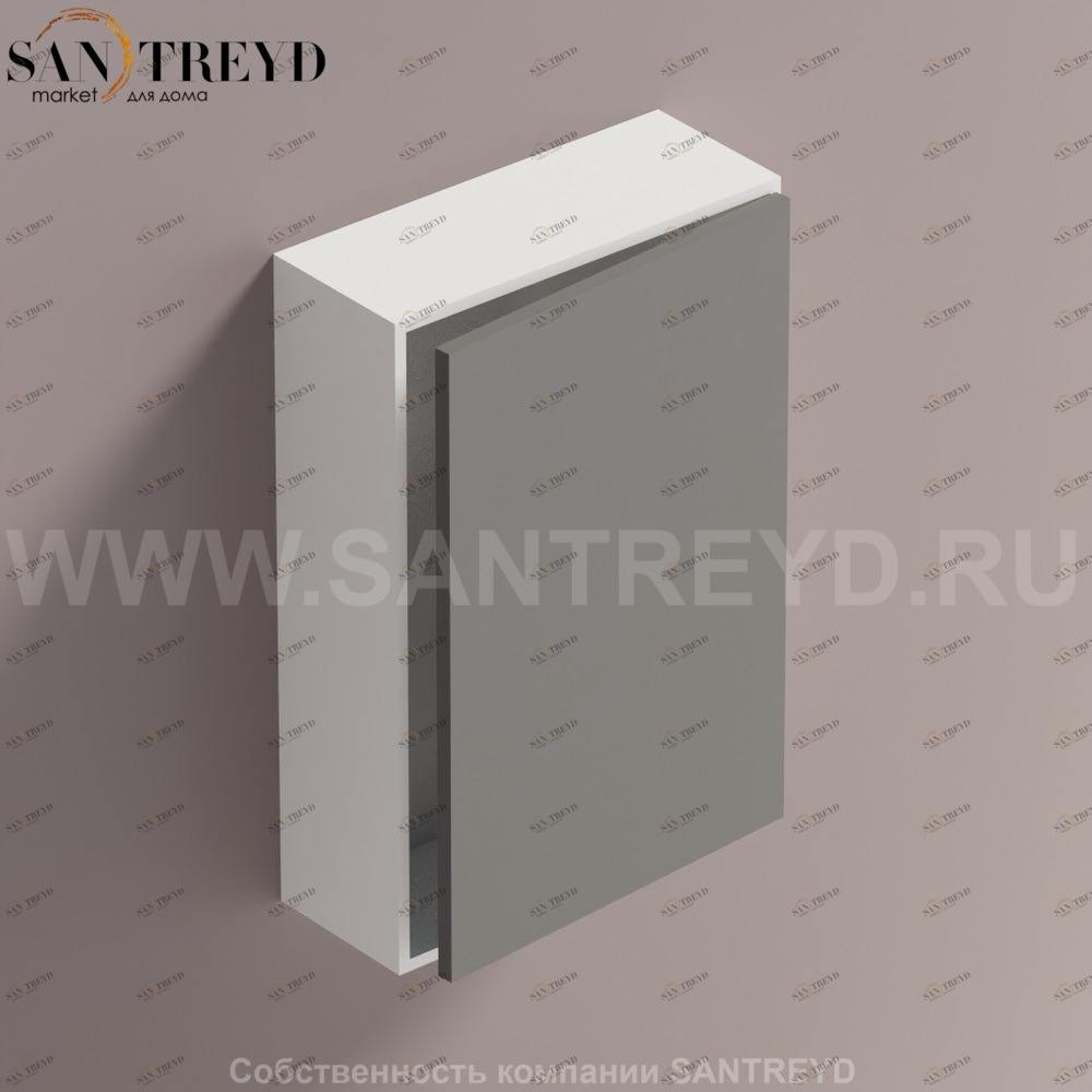 LIFT Модульный шкаф 60 см с правой дверью на доводчиках. Модули могут располагаться горизонтально и вертикально. Отделка: белая краска и темно-серая краска. AMOB051LGLZDX Agape