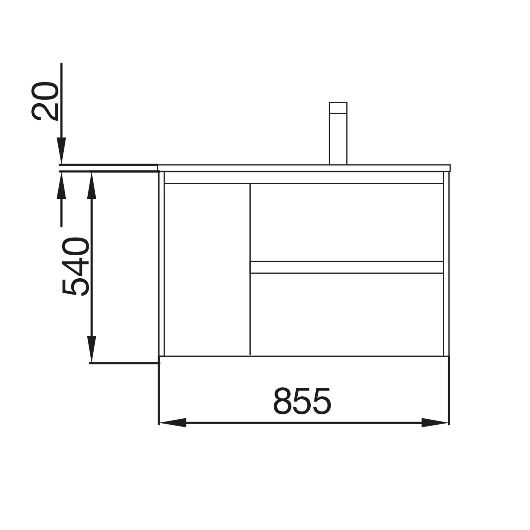 85066 SALGAR Мебель для умывальника NOJA 855 1 левая дверь WHITE GLOSS LACQUERED + Раковина Глянцевый белый - Вид №2