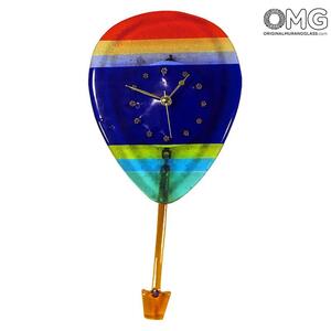 2411 ORIGINALMURANOGLASS Настенные часы с маятником Воздушный шар - муранское стекло 25 см
