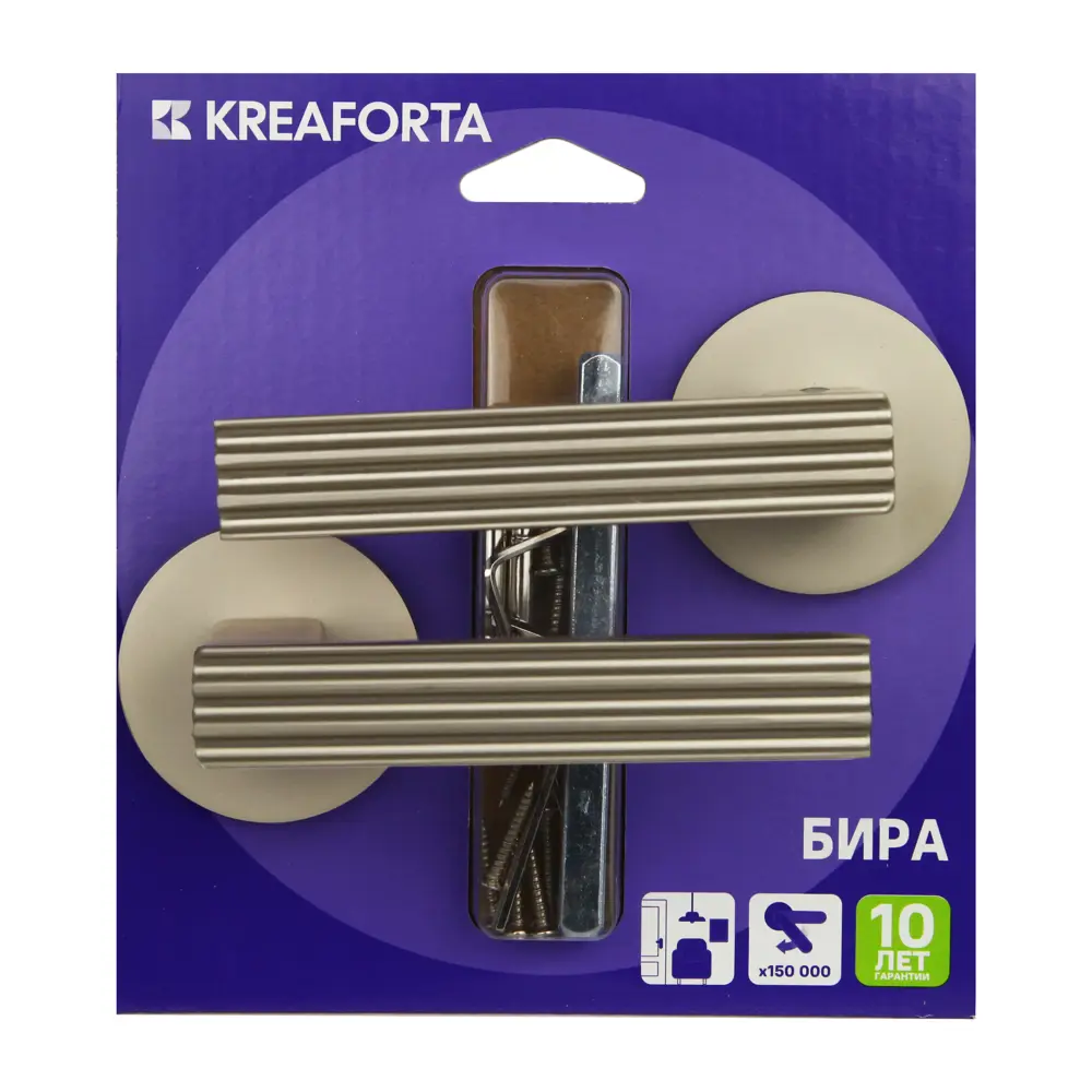 Дверная ручка на розетке KREAFORTA Бира без запирания цвет никель STLM-2158675 - Вид №3