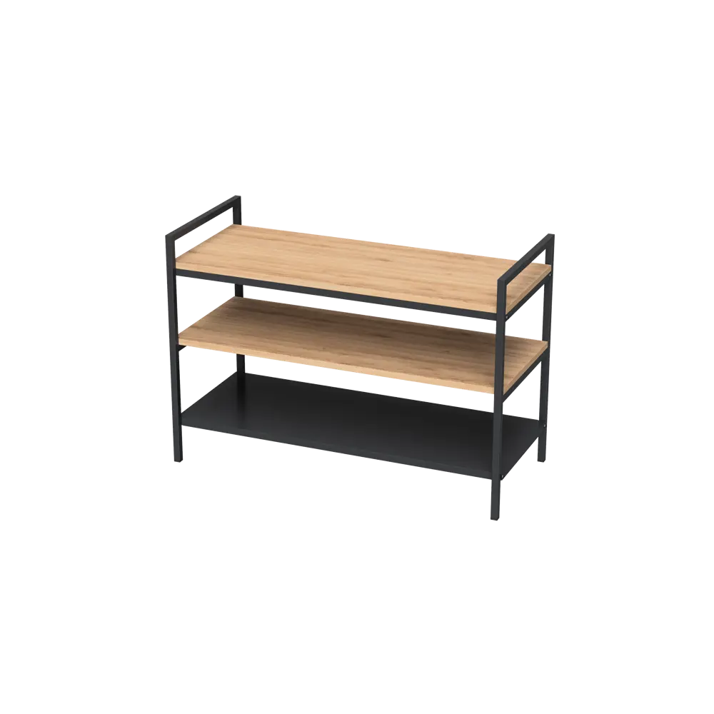 Этажерка для обуви Spaceo 80x55x35 см 3 полки дерево цвет чёрный STLM-2028644 - Вид №1