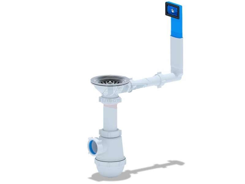 Сифон для кухонных моек АНИ Грот 3 1/2"х40мм с жестким переливом A0145 АНИ пласт 7229 - Вид №1