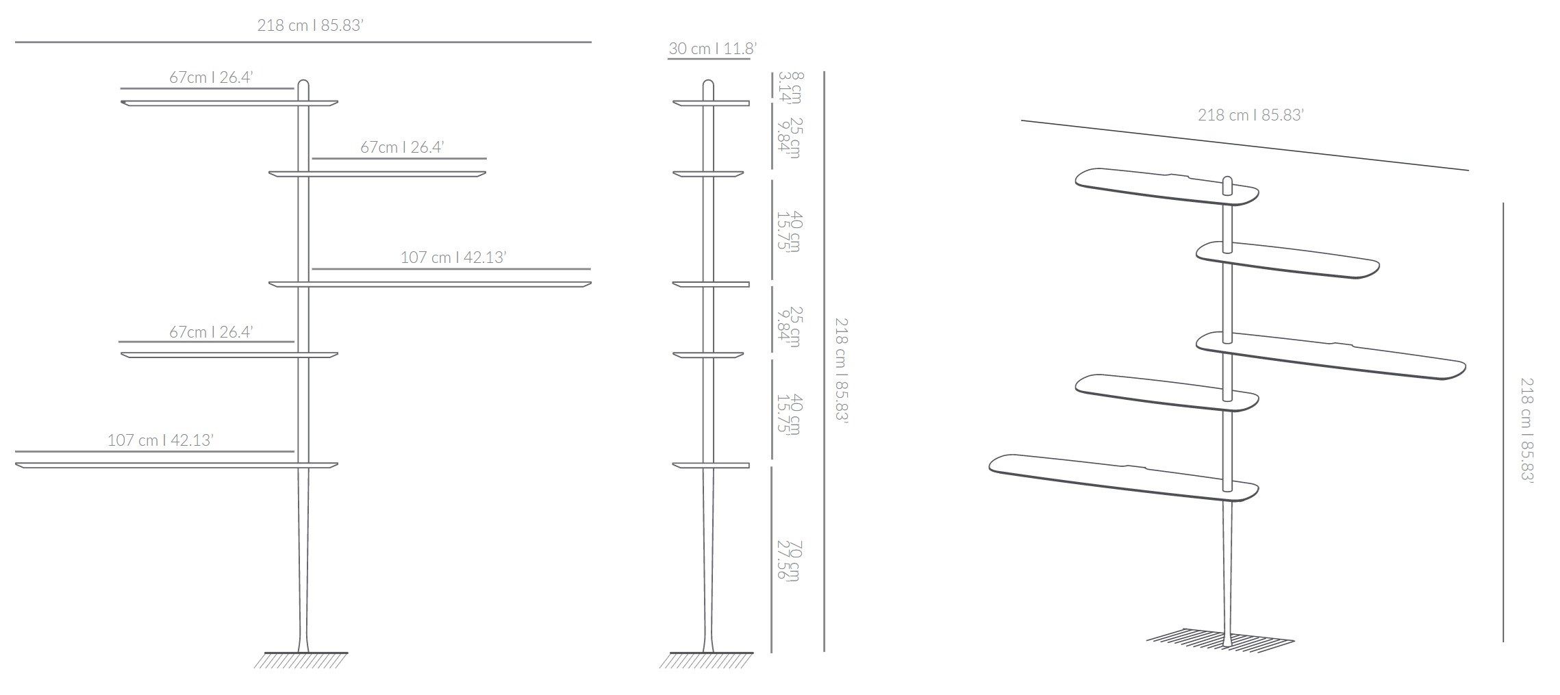 Модульная полка для пола из шпона NOMON уникальная ARCH-00144627 - Вид №12