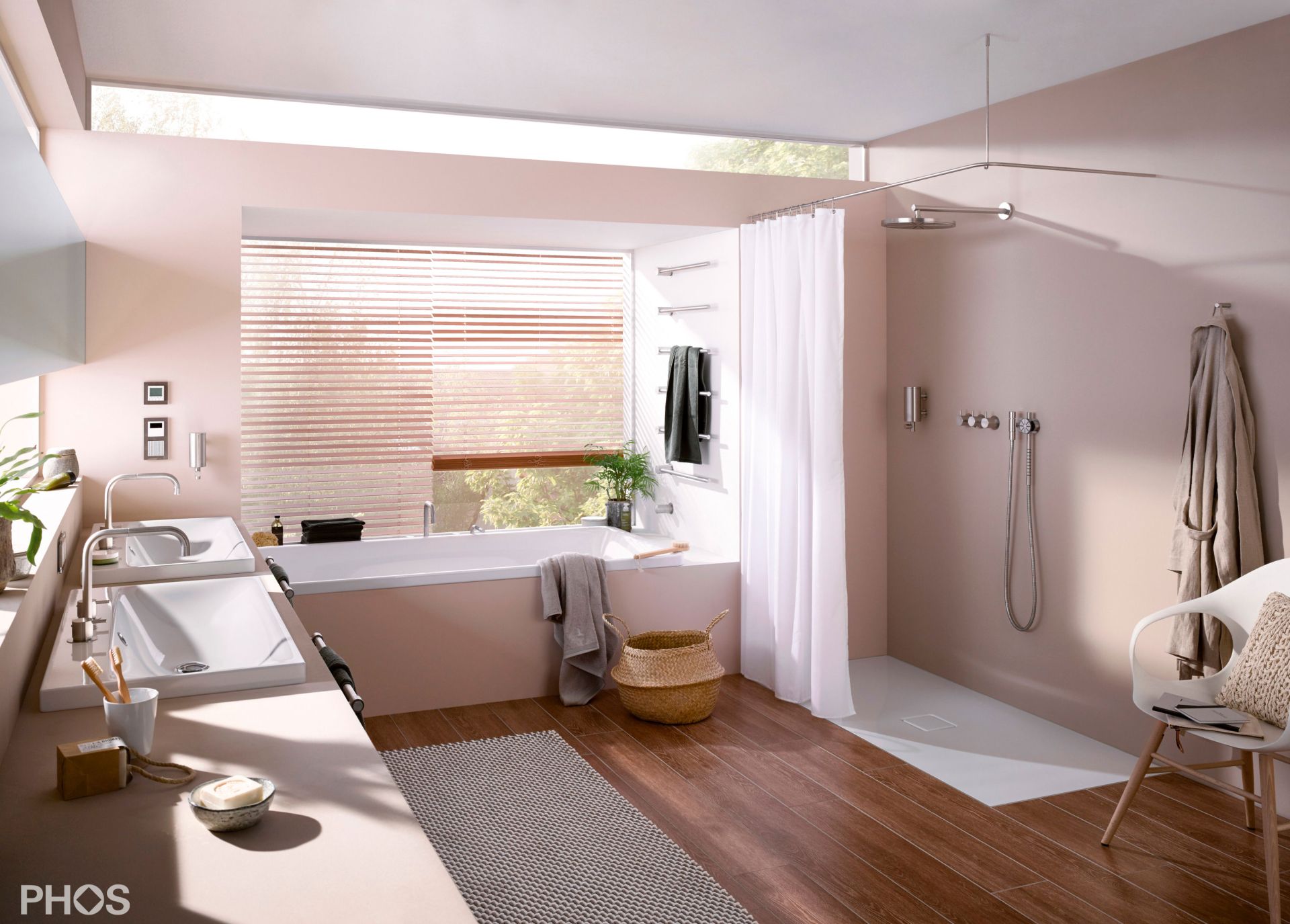 DSE1700-700 Г-образный карниз для душевой занавески, 170 x 70 см, для привинчивания PHOS  - Вид №4