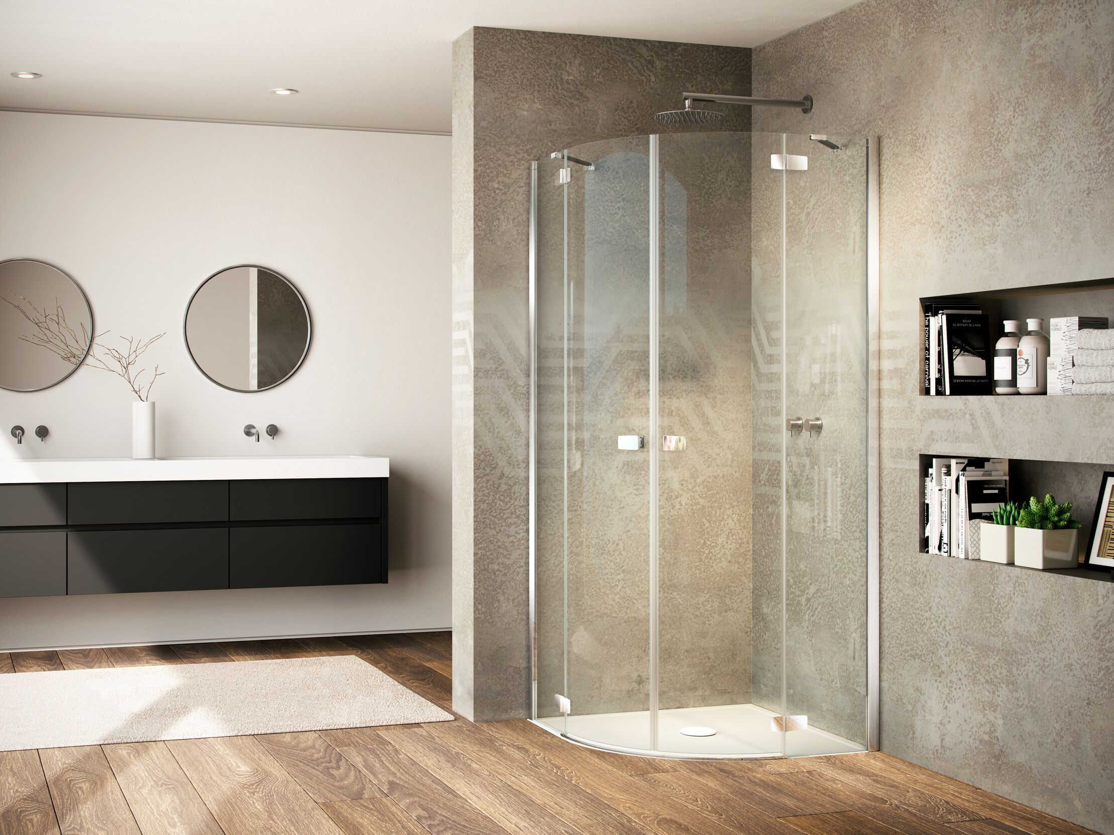 Стеклянная полукруглая душевая кабина с распашной дверью Provex Industrie Kombi ARCH-00140541 - Вид №1