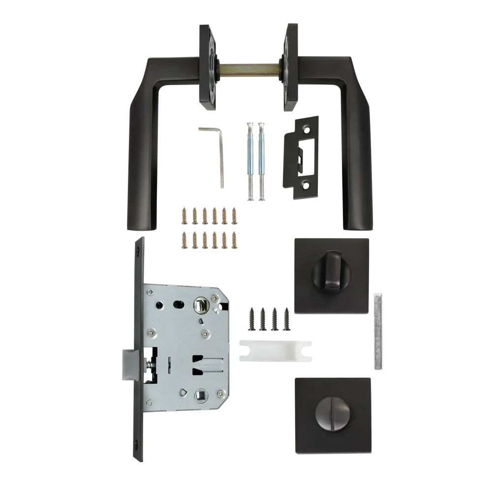 Дверные ручки Edson WC9Q2 на розетке с замком, графит 85166645 STLM-0059298 - Вид №1