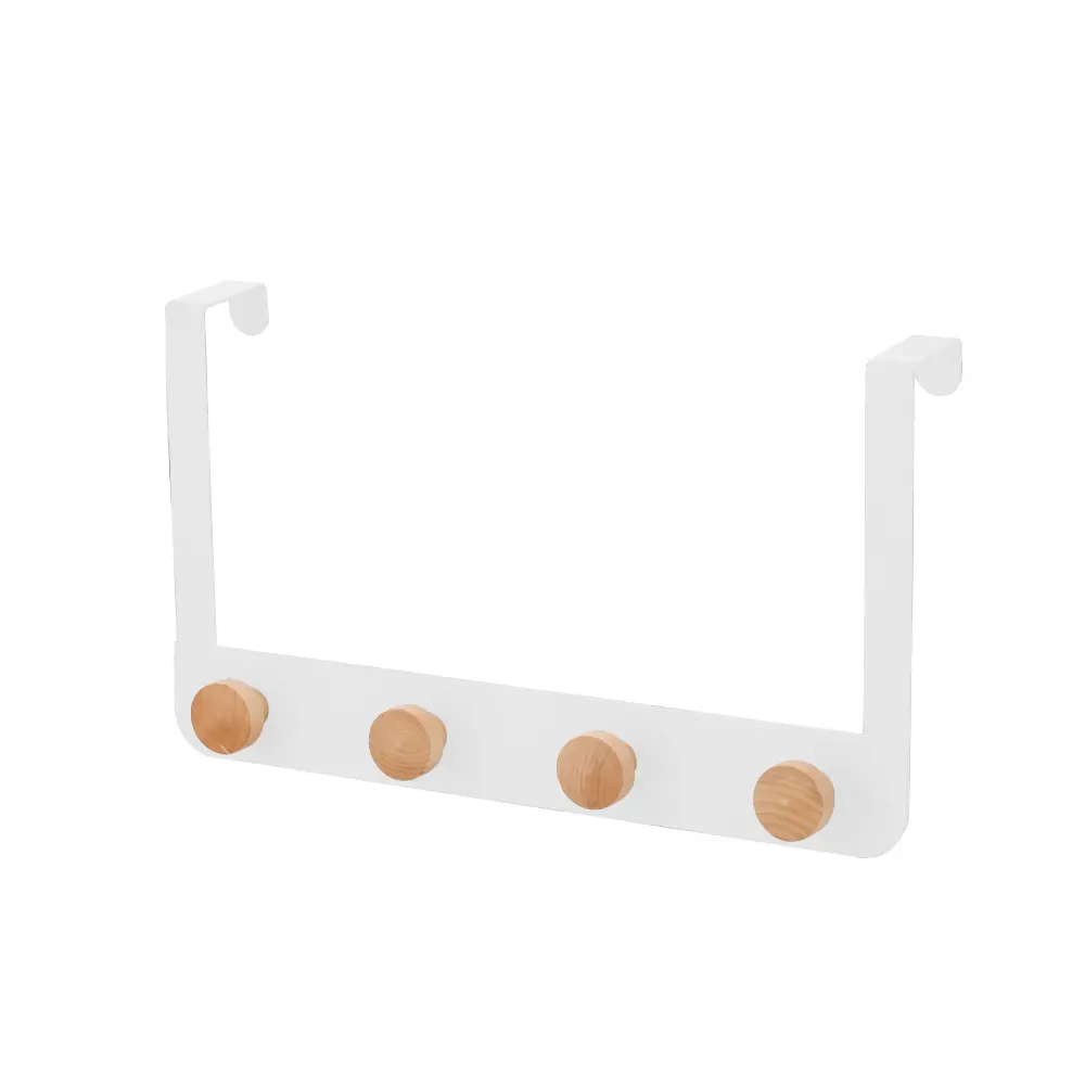 Вешалка на дверь Lemer Neris стальная 4 крючка цвет белый/дерево STLM-2145785
