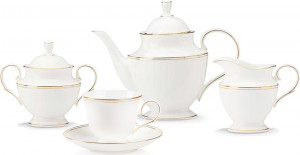 10667294 Lenox Сервиз чайный Lenox "Федеральный, золотой кант" на 6 персон 15 предметов Фарфор костяной