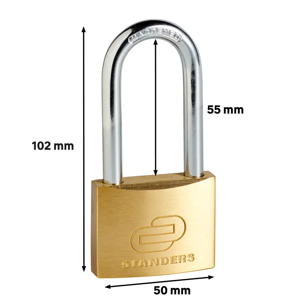 Замок навесной Standers с длинной дужкой 50x39 мм медь STLM-2007074 - Вид №4