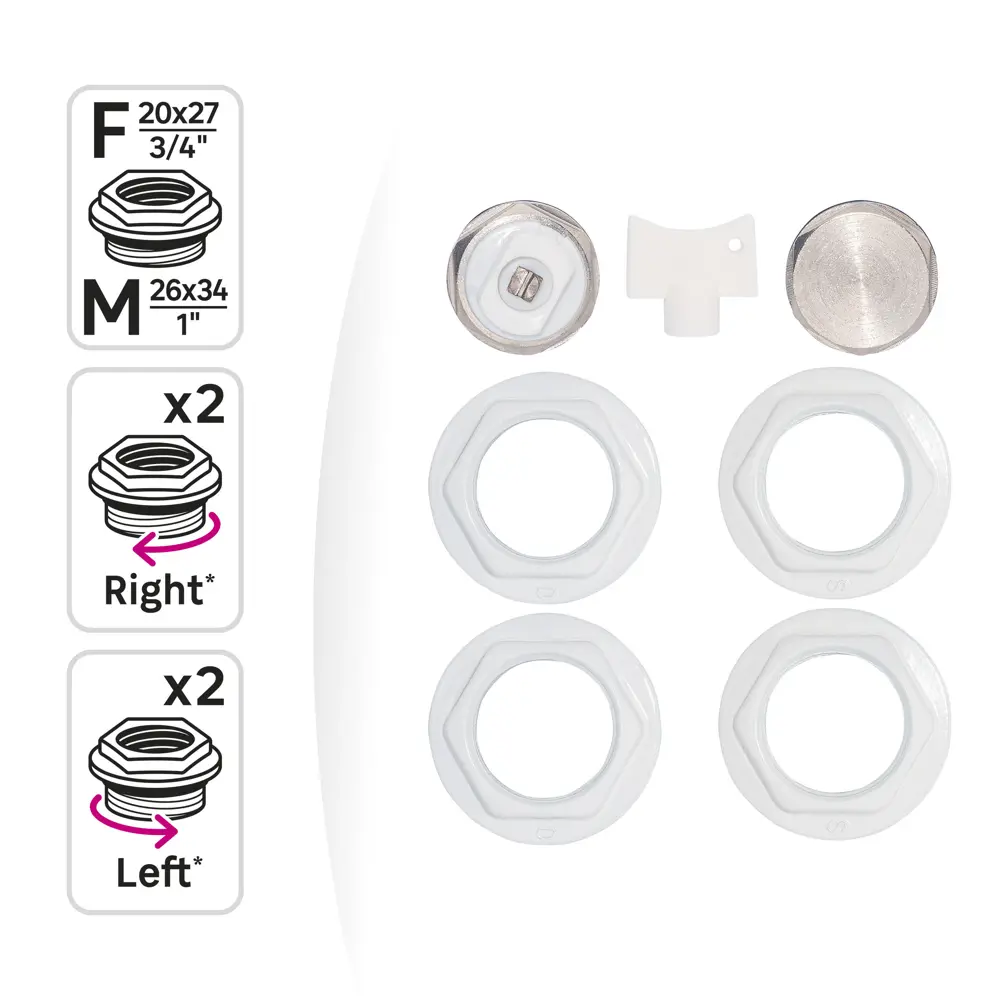 Монтажный комплект для радиатора MONLID 1"x3/4" сталь белый 7 шт STLM-2119978