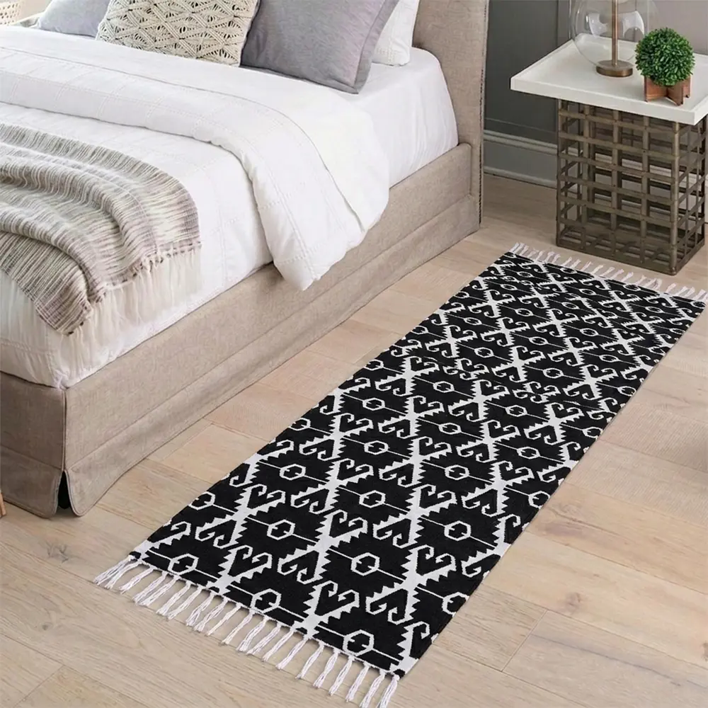 Коврик грязезащитный KREAFORTA Cauvery 60x180 см хлопок цвет черно-белый STLM-2002768