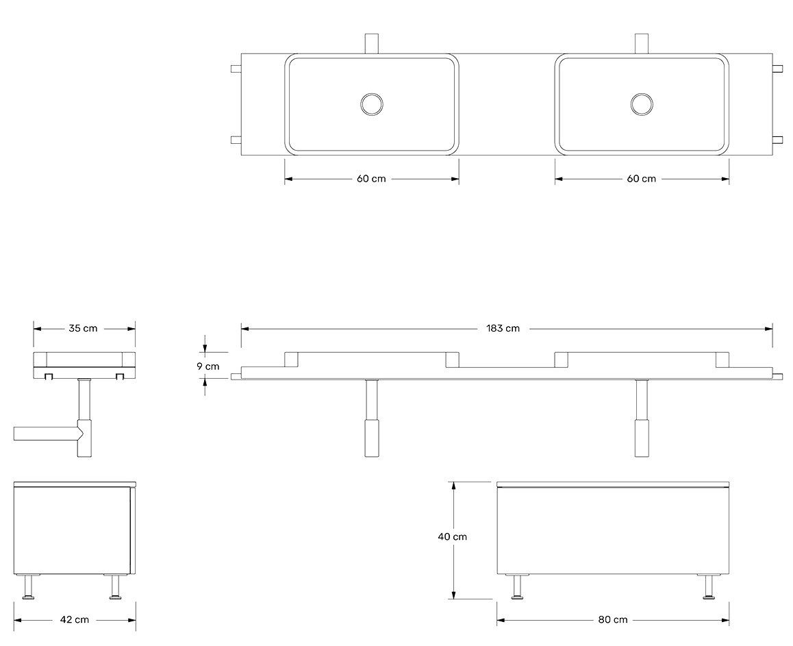 Двойная мраморная подвесная раковина с ящиками Maami Home Guimo ARCH-00146806 - Вид №4