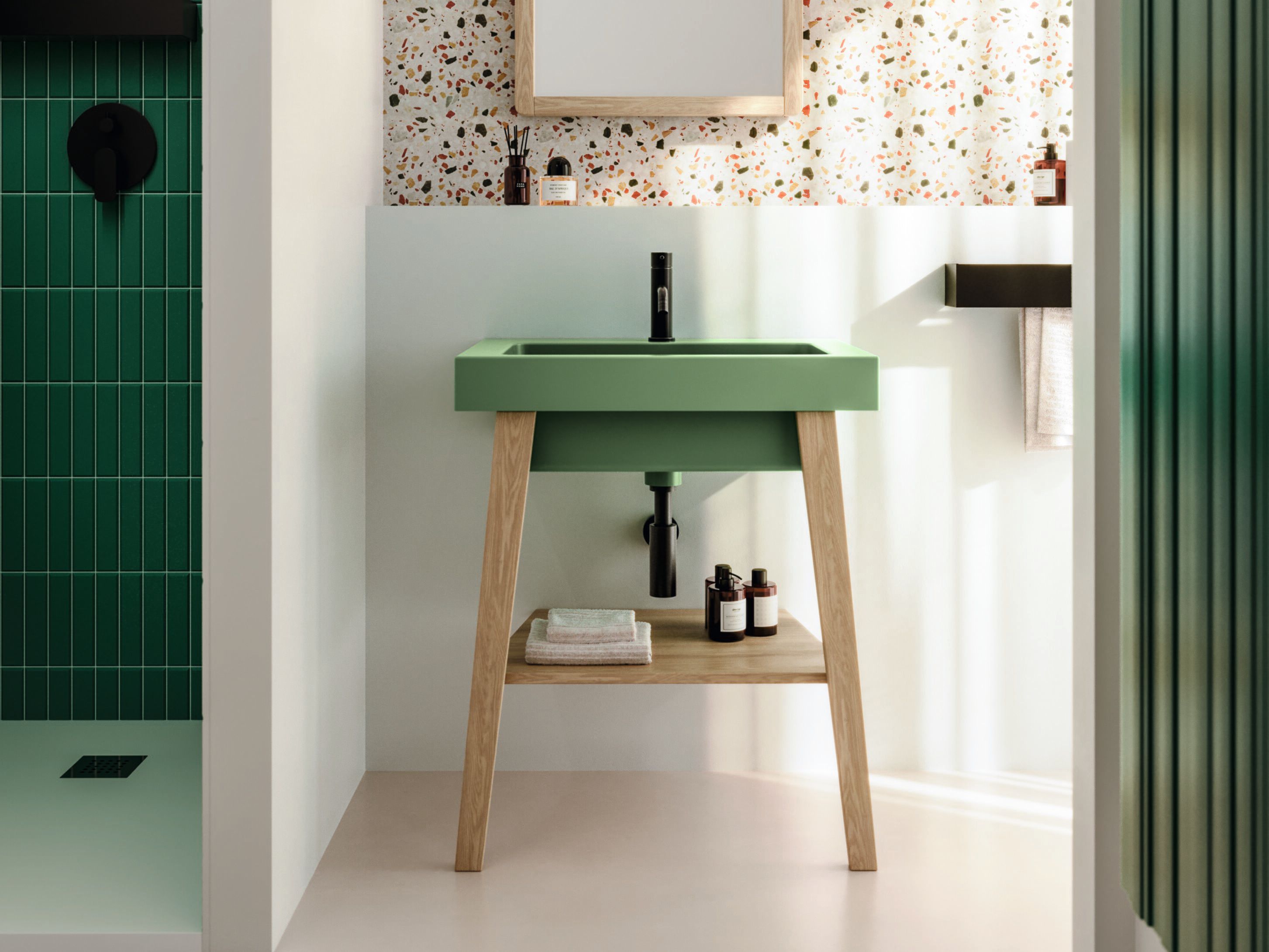 Консоль для умывальника из ясеня со встроенной раковиной COLAVENE Alaqua ARCH-00095076