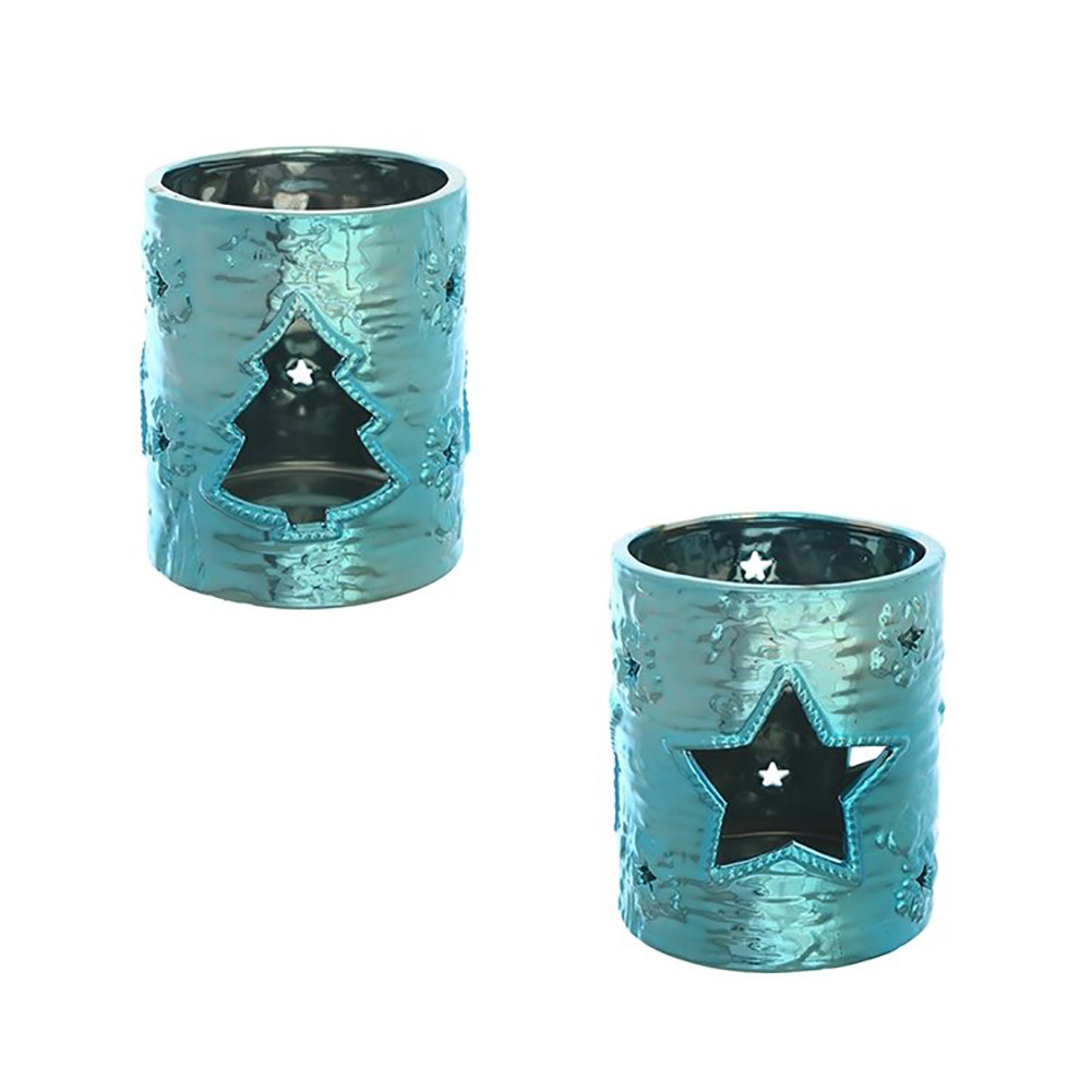 263825 Подсвечник "Новогодний" H. 11.5 см Голубой Santreyd 