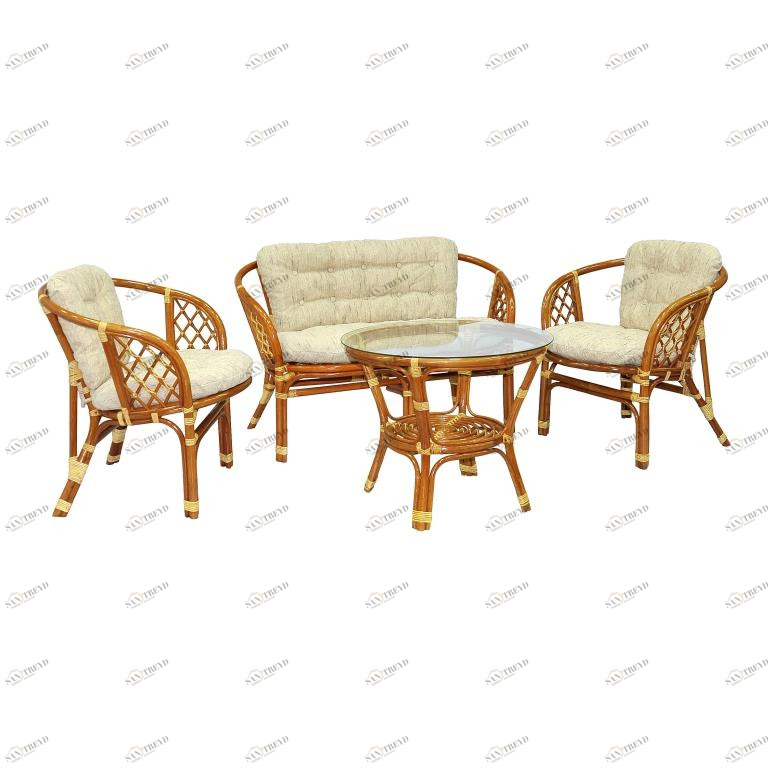 Мебель из ротанга садовая, столик и кресла на 4 персоны "Багама" ЭКО ДИЗАЙН CLASSIC RATTAN 129500 Бежевый 