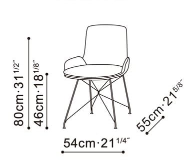 Кожаный стул с металлическими ножками CAMERICH WING ARCH-00056283 - Вид №2