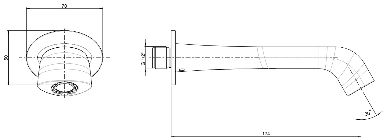 Rubinetterie Frattini Излив для ванны настенный Delizia sun-id-1446135 - Вид №1
