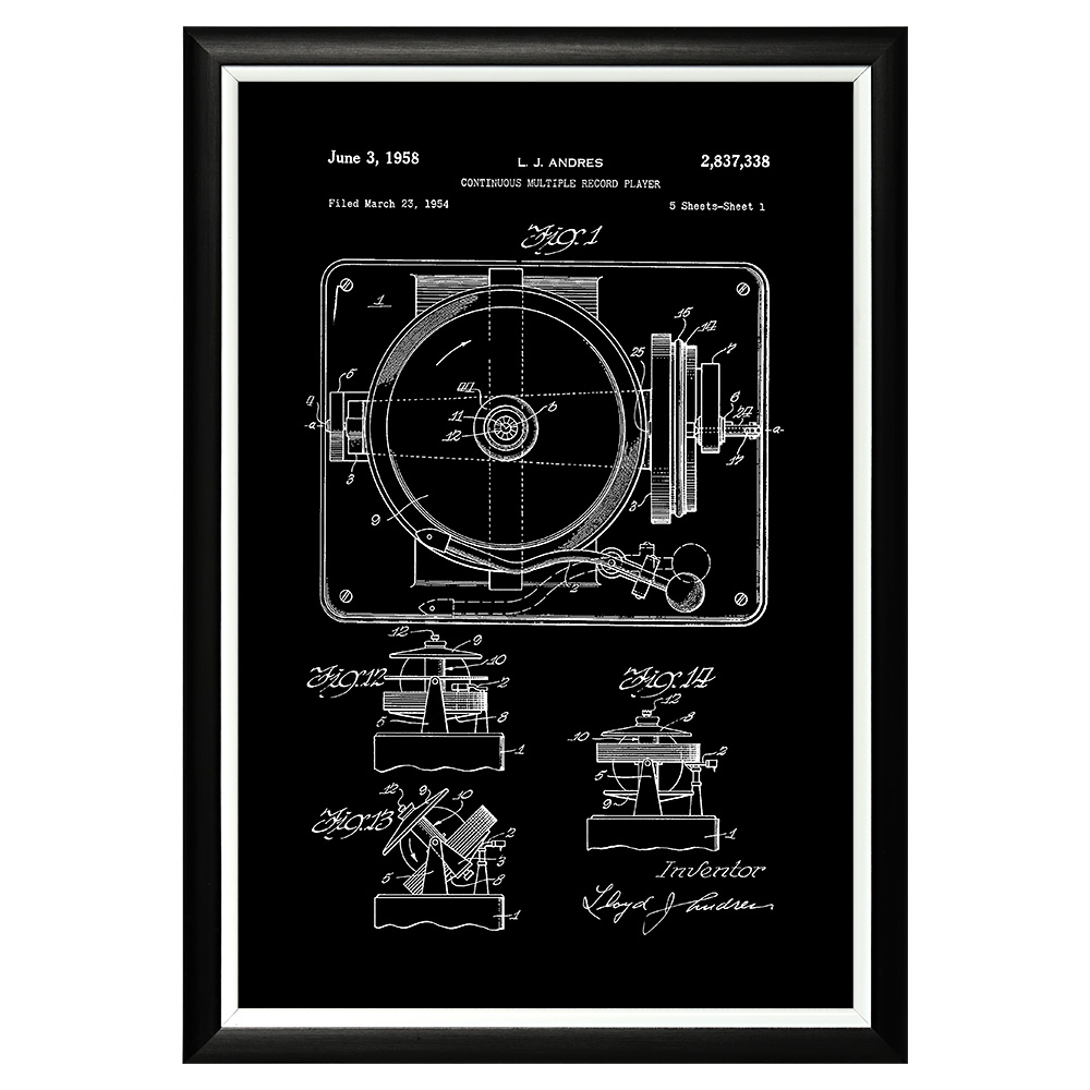 896519427_1818 Арт-постер «Патент на проигрыватель грампластинок» Object Desire 