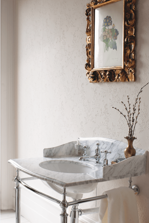 Мраморная столешница на 1,2 или 3 отверстия, с хромированным полстольем  Burlington G1 1TH, T49A CHR 65см х 57,5см  - Вид №4