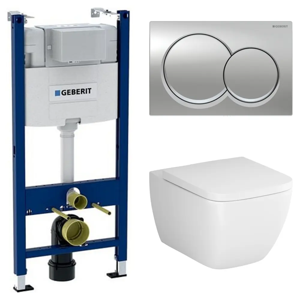 Комплект инсталляции Geberit Alpha с безободковым унитазом AM.PM Gem клавиша Geberit Alpha хром STLM-2196252