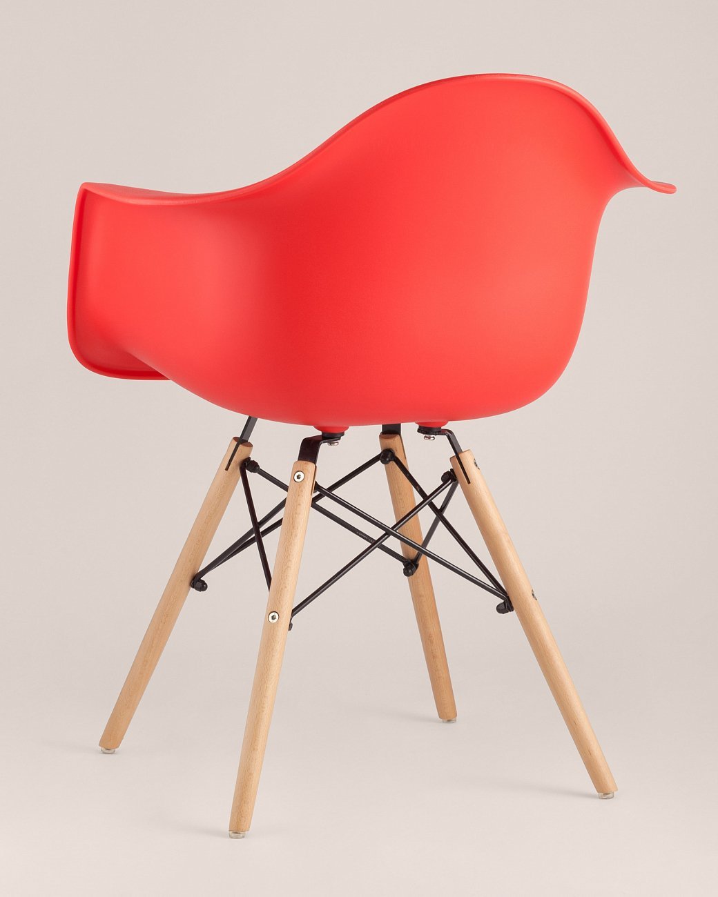 Кресло красное пластиковое с деревянными ножками Eames W EAMES EAMES DAW 00-3881989 Красный  - Вид №3