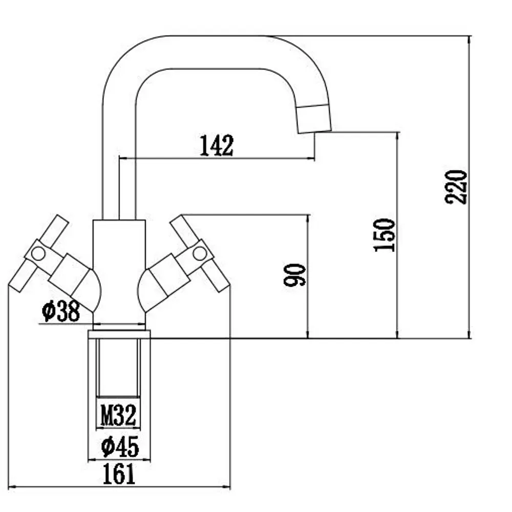 Смеситель для раковины Esko К26В2 двухвентильный цвет черный STLM-2152384 - Вид №1