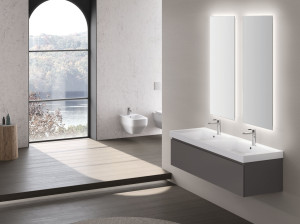 Двойной подвесной туалетный столик с зеркалом