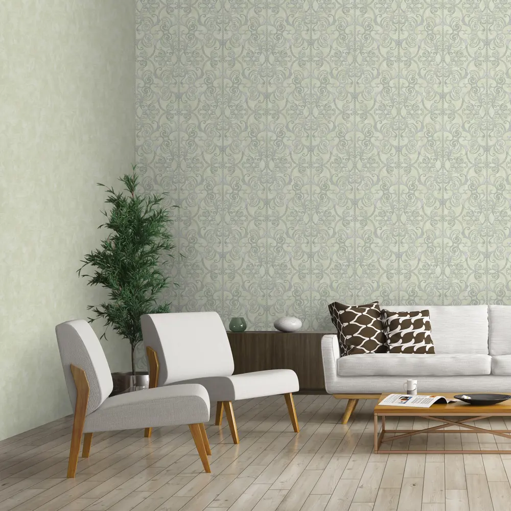 Обои флизелиновые Euro Decor Romeo зелёные 1.06 м 1149-04 82024430 STLM-2091672 - Вид №3