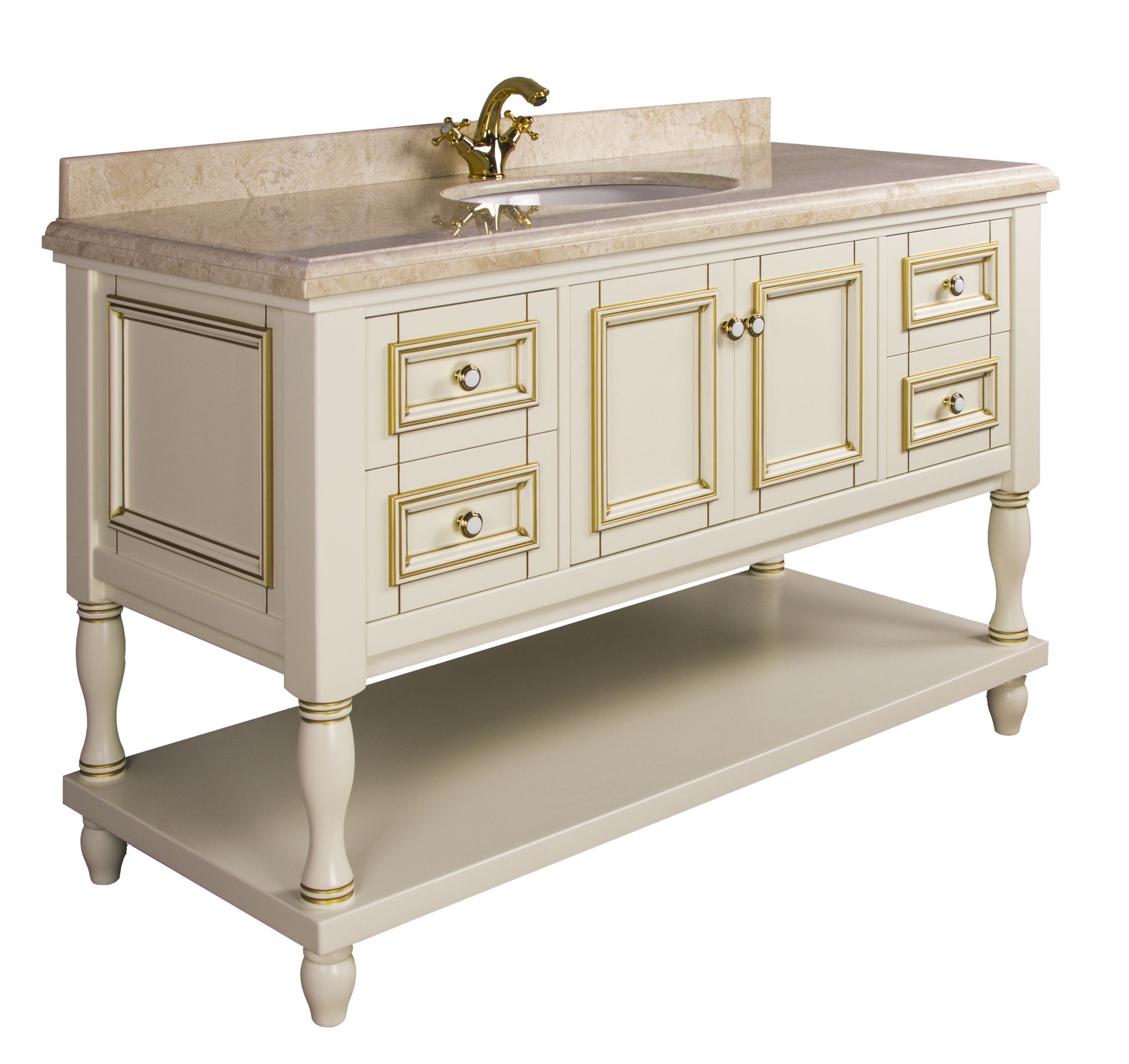 Тумба EDEN 130 арт. TS-8002-C Ивори с золотом Tessoro TS8002CIG - Вид №1