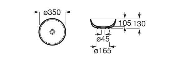 Круглая керамическая столешница для рук Roca Optica ARCH-00076310 - Вид №2