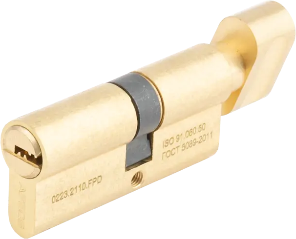 Цилиндр дверной APECS Pro с механизмом ключ-вертушка золотистый 85559784