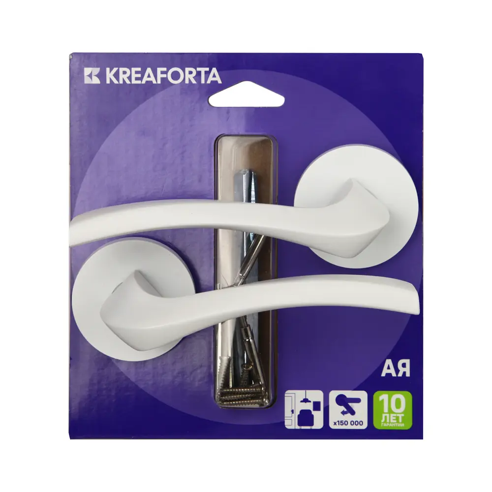 Дверная ручка на розетке KREAFORTA Ая без запирания цвет белый STLM-2006347 - Вид №3