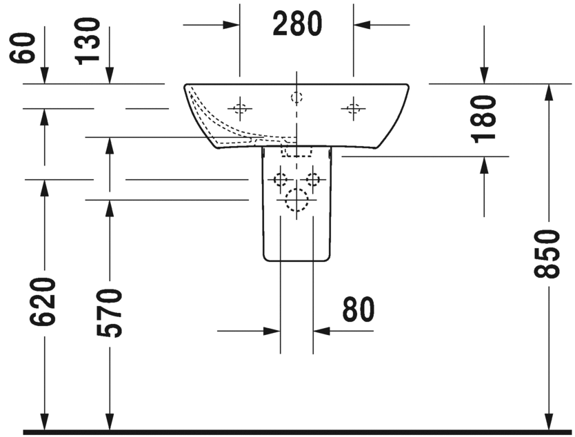 2335550000 Подвесная раковина настенная овальная Duravit ME BY STARCK - Вид №3