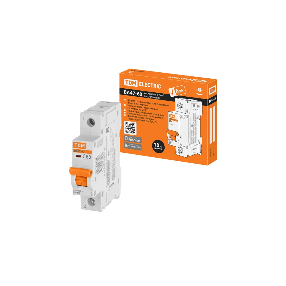 Автоматический выключатель TDM Electric ВА47-60 1Р B10 A 6 кА STLM-2092214 - Вид №5