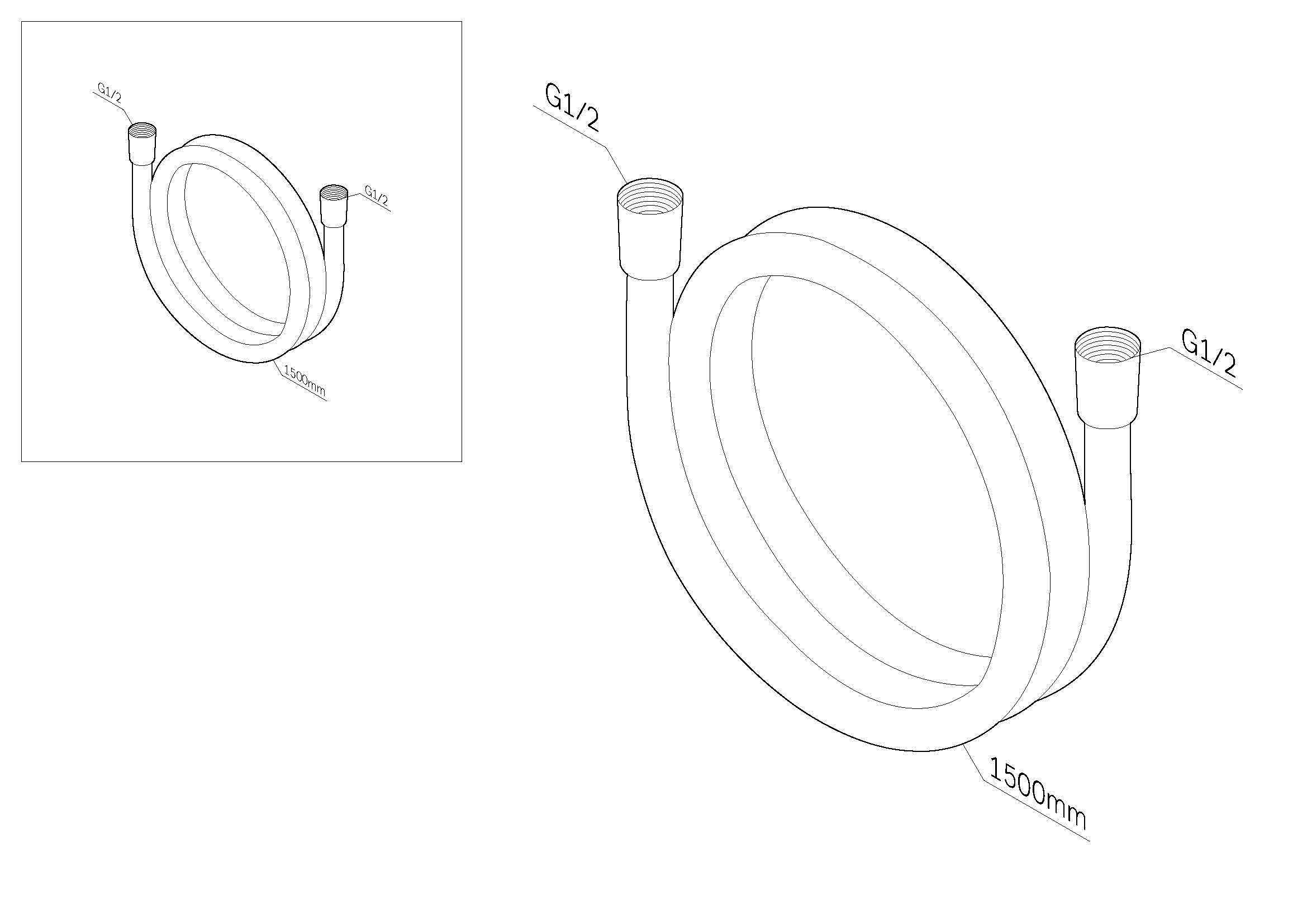 F0415122 душевой шланг 1500мм ПВХ монолитный черный матовый шт. AM.PM  - Вид №1