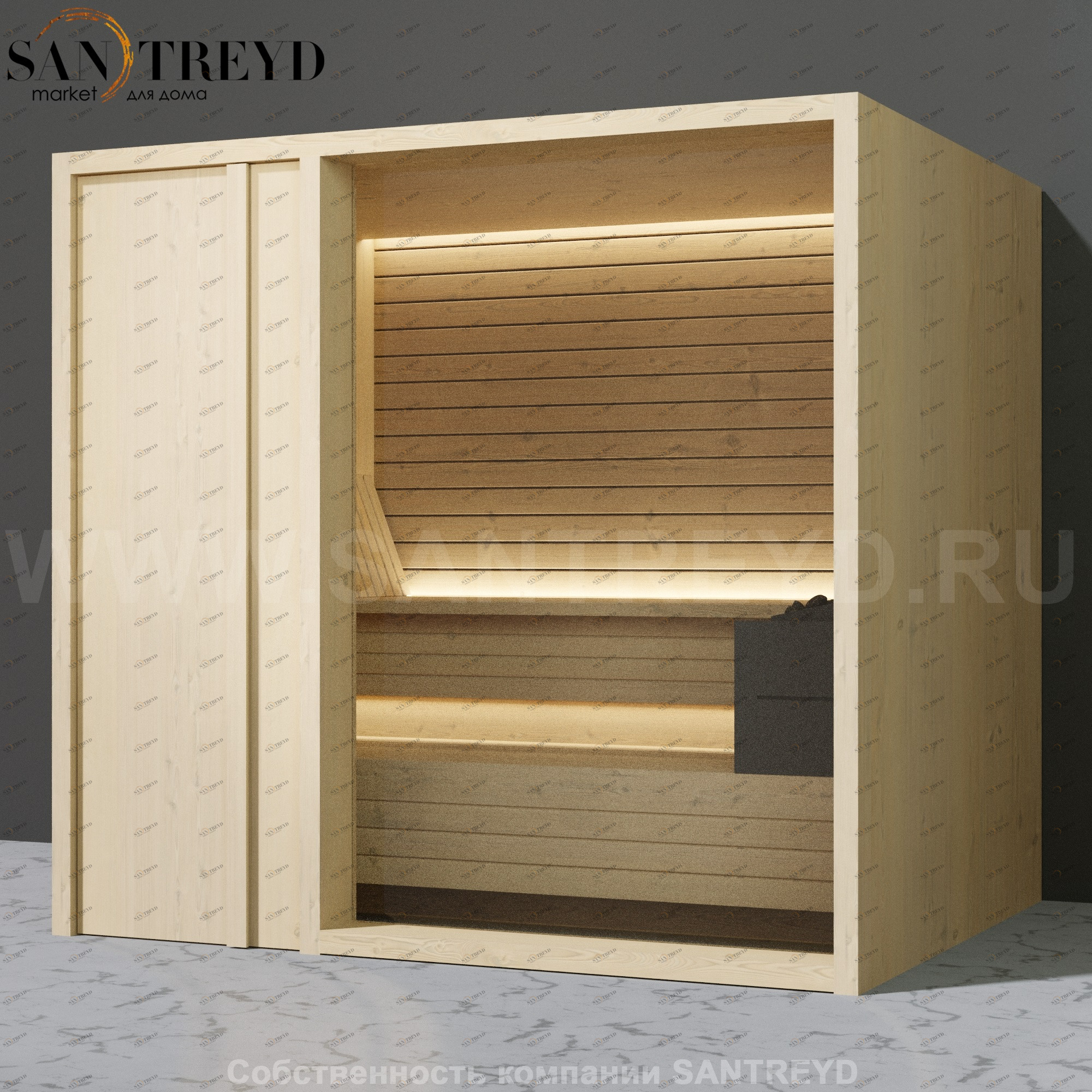 Effegibi YOKU.D105 SA.70200004 Сауна с левой дверью. Мощность: 10,5 кВт макс. Размеры: длина 230 см, ширина 200 см. Отделка: осина термообработанная SA70200004