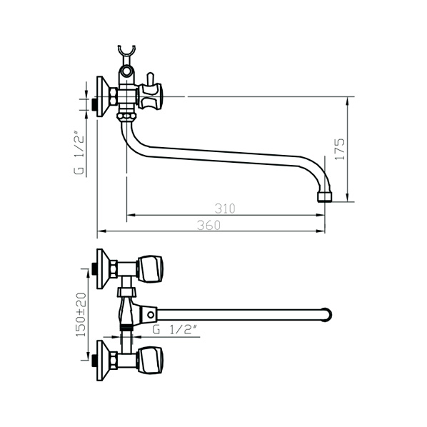 102 LEONIDO  Смеситель универсальный  ARGO kran 102leonido - Вид №1
