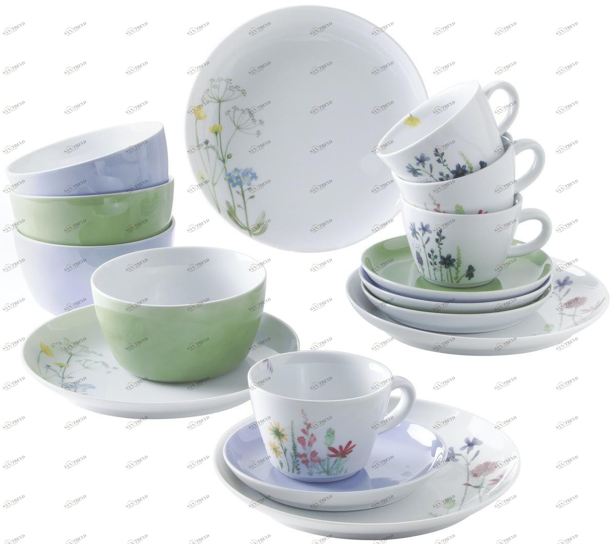 39G231A50001C MG Wildflower Kombiset 16tlg. Пять чувств синий / красный Kahla-porzellan 