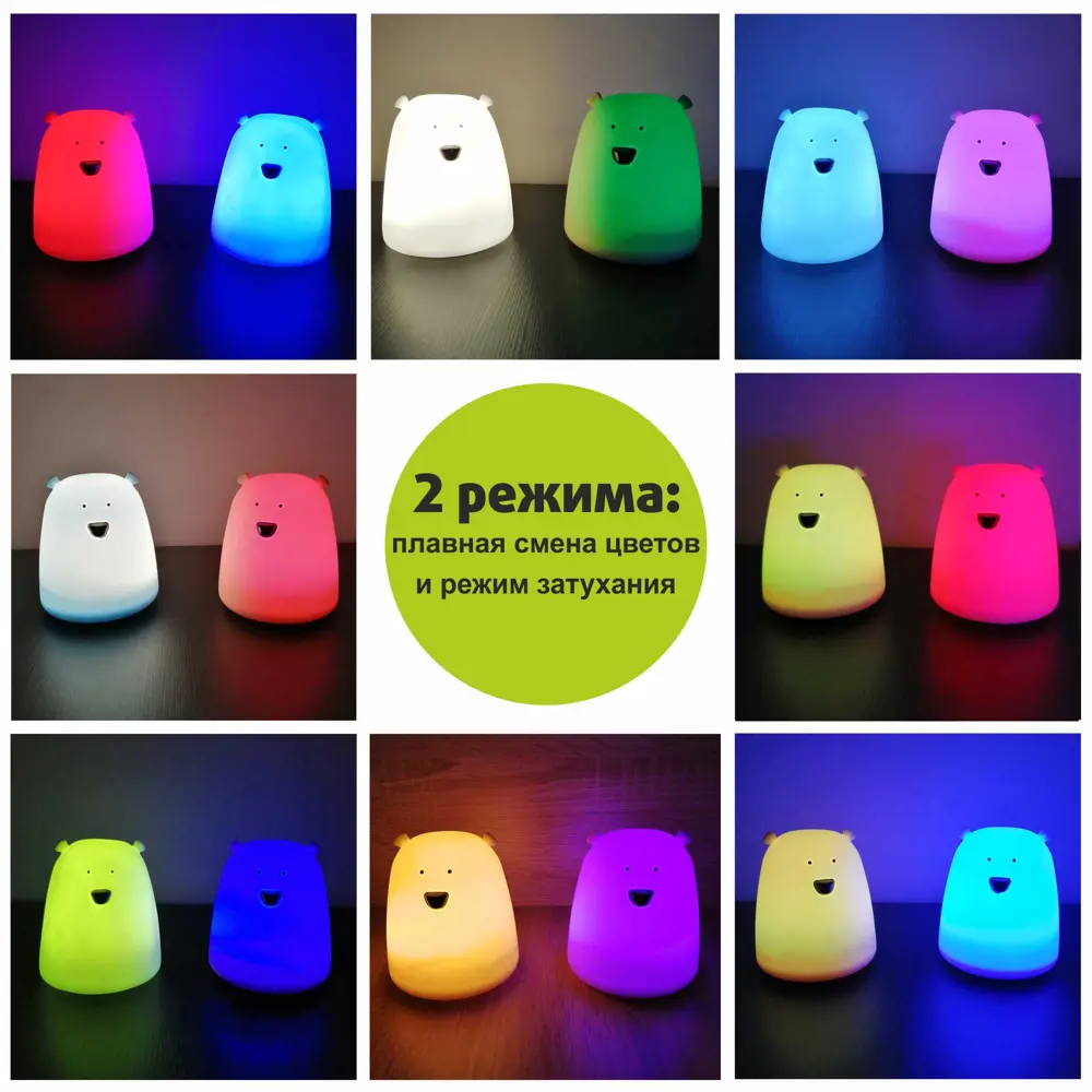 Ночник светодиодный «Мишка», IP44, цвет голубой APEYRON STLM-2075617 - Вид №7