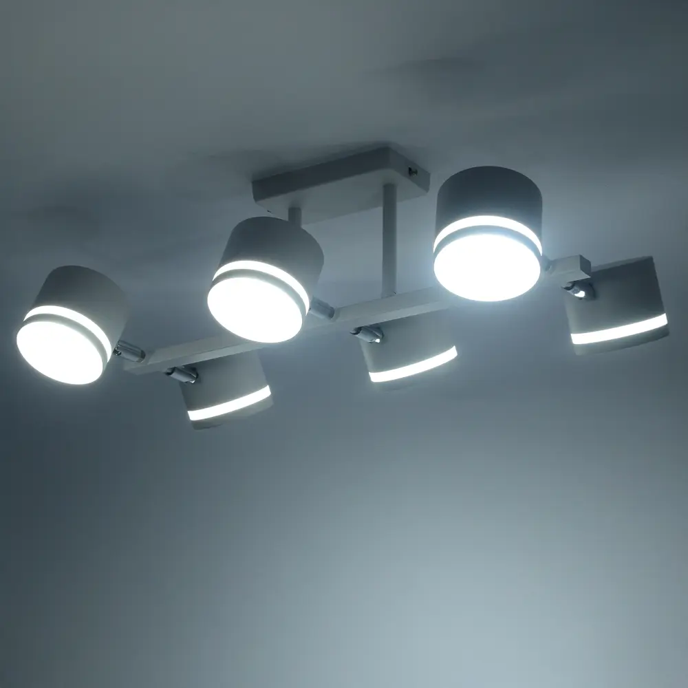 Люстра на штанге Talco 6 ламп 15 м² цвет белый SCHAFFNER STLM-2195996 - Вид №1