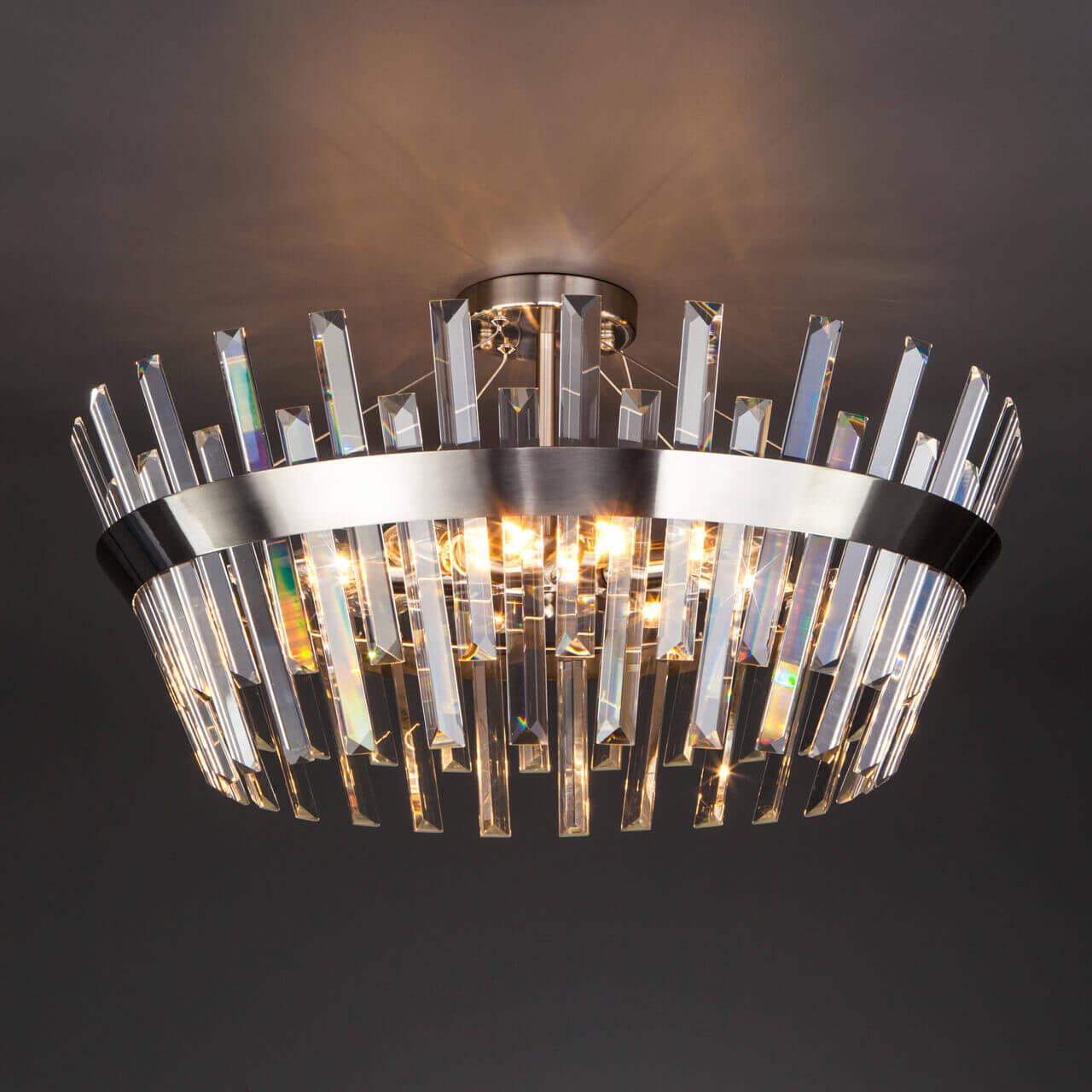 Потолочная люстра Eurosvet Steccato 10111/8 сатин-никель / прозрачный хрусталь Strotskis EUROSVET ДИЗАЙНЕРСКИЕ, STECCATO 00-3888744 Прозрачный;хром  - Вид №2