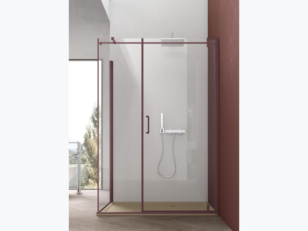 Прямоугольная угловая душевая кабина с поворотной дверью ARCOM S6 ARCH-00136872 - Вид №1