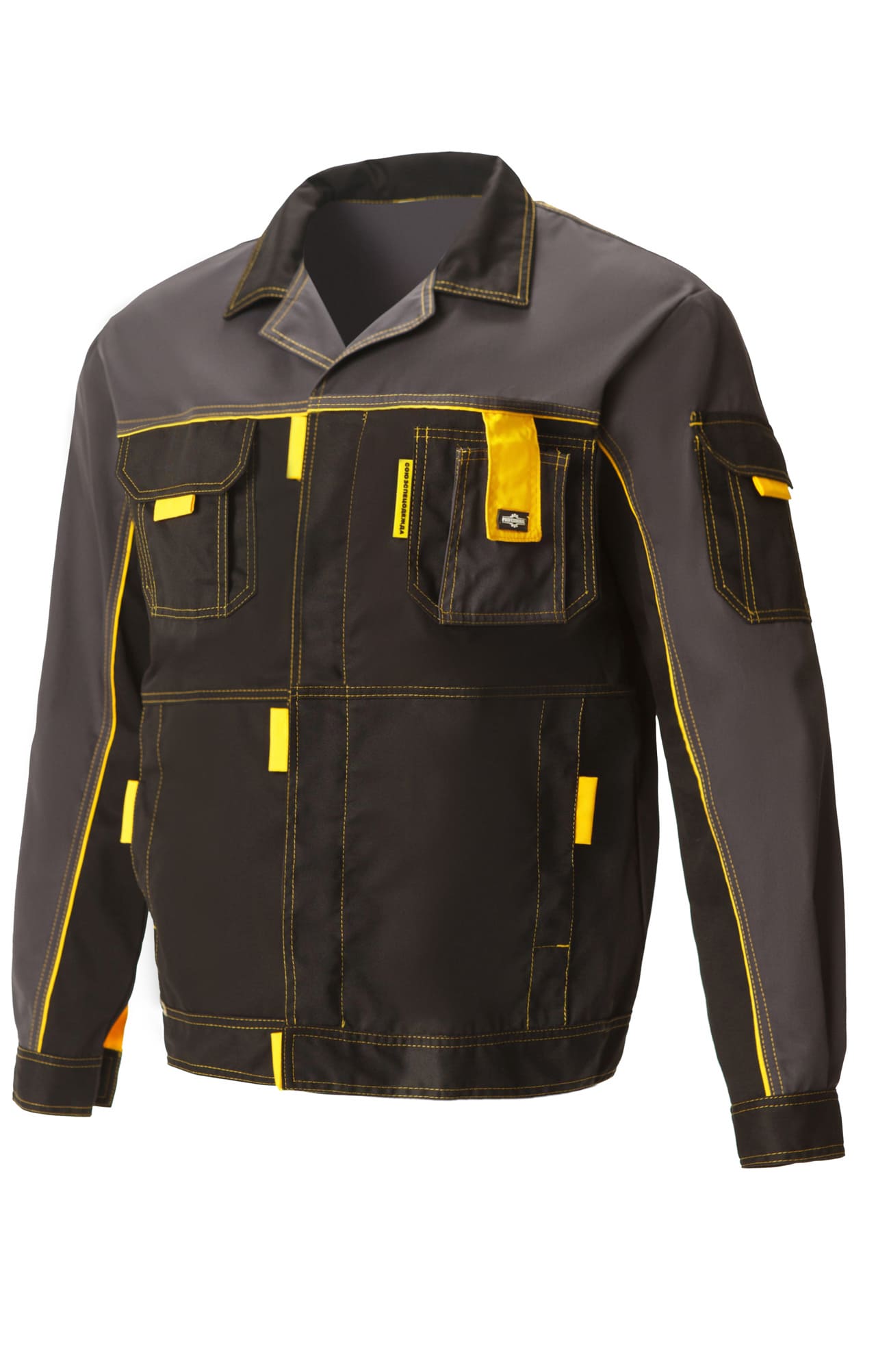 4956833 Костюм "Профессионал-2" черный-графит-желтый GENESIS  Летняя спецодежда  размер 60-62/170-176  - Вид №1