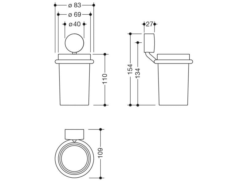 815.04.11145 Стеклянная кружка с держателем HEWI Halter und Becher  - Вид №1