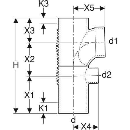 310.811.14.1 Крестовина односторонняя Geberit Silent-db20 88,5° Geberit  - Вид №2